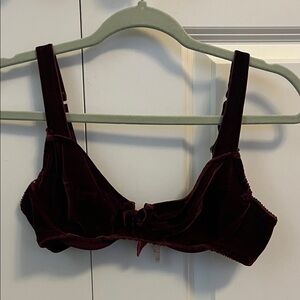 Plush Velvet Plunge Bra in Deep Wine